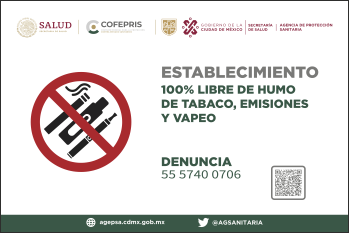 Establecimiento 100% libre de humo y vapeo
